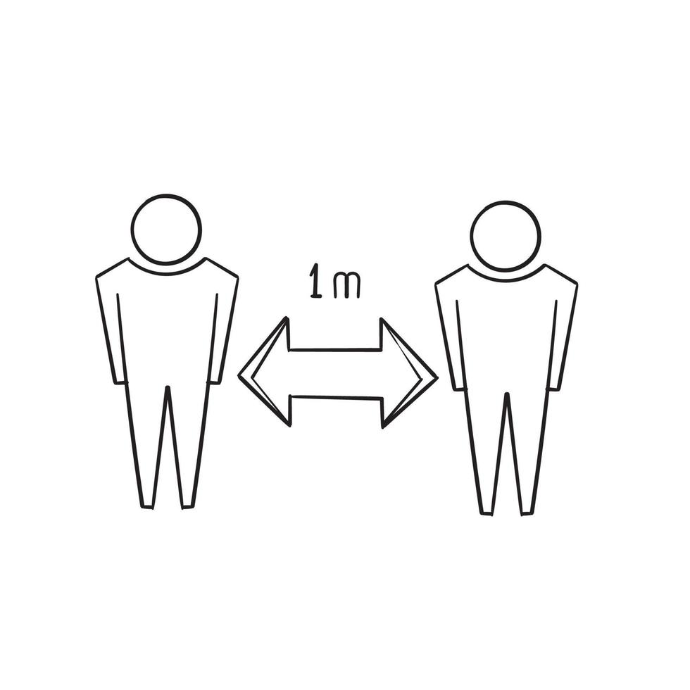 icône de distanciation sociale dessinée à la main illustration vectorielle doodle vecteur