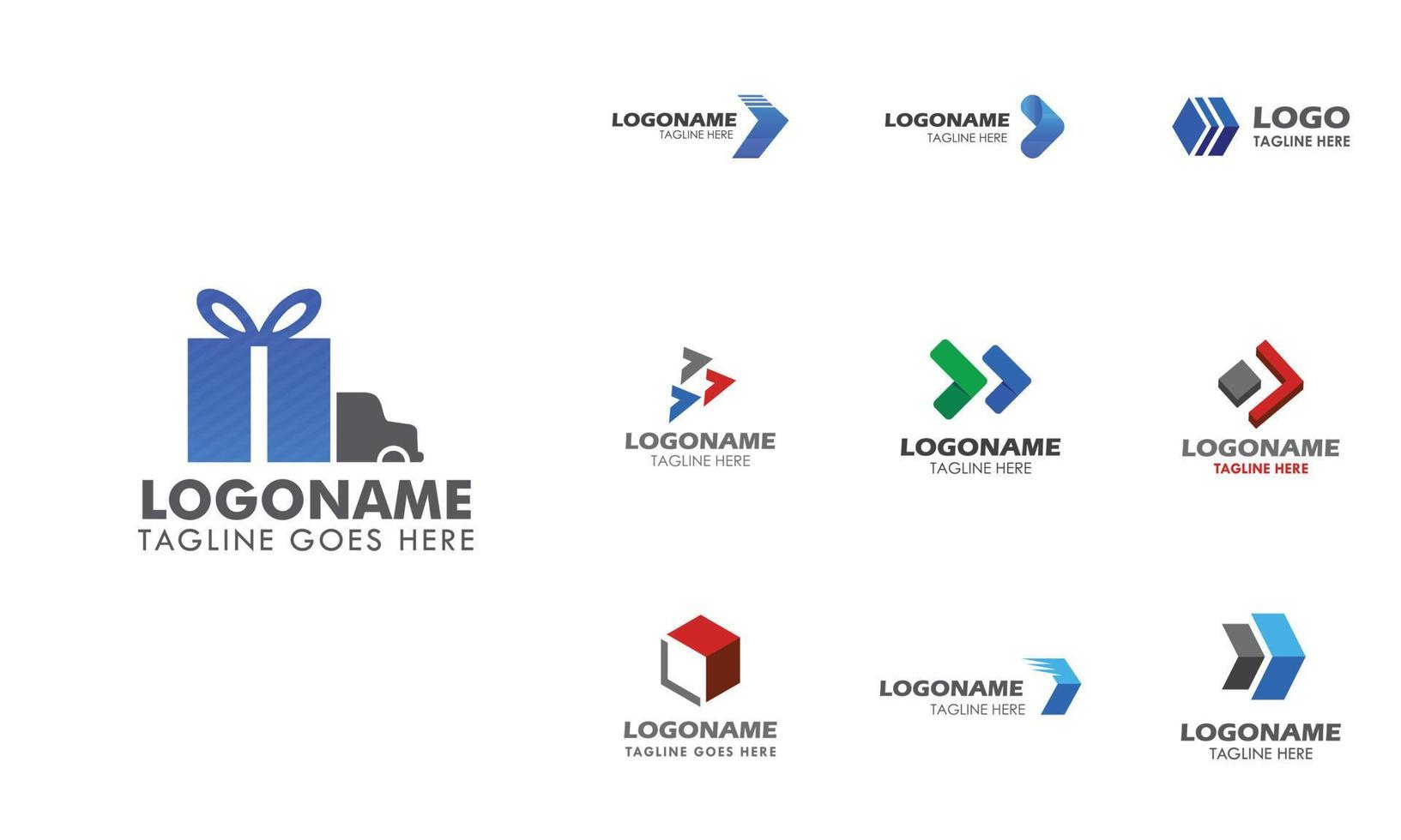 concept de conception de logo logistique, lot de 10 vecteur