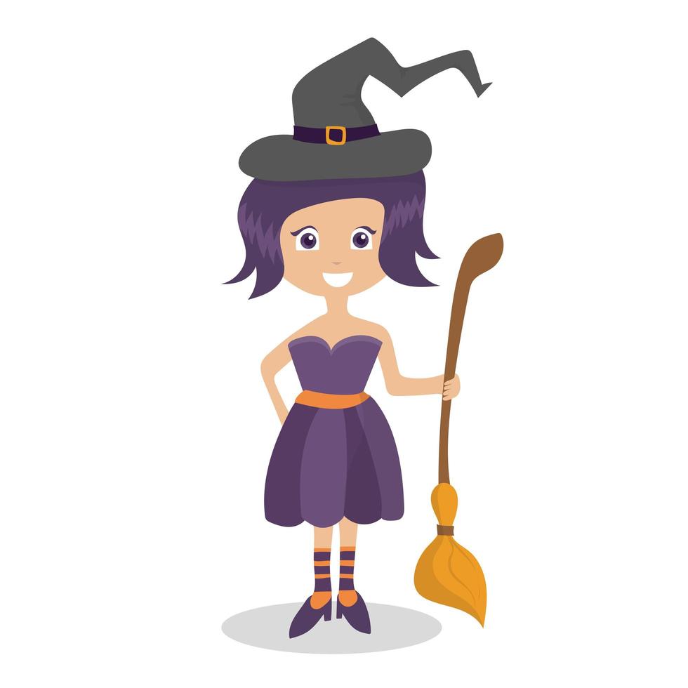 sorcière d'halloween - élément isolé de personnage drôle de l'ensemble pour un design festif vecteur