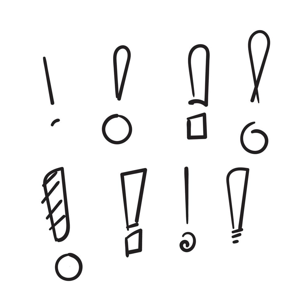 symbole de point d'exclamation doodle dessiné à la main pour le vecteur d'illustration de panneau d'avertissement