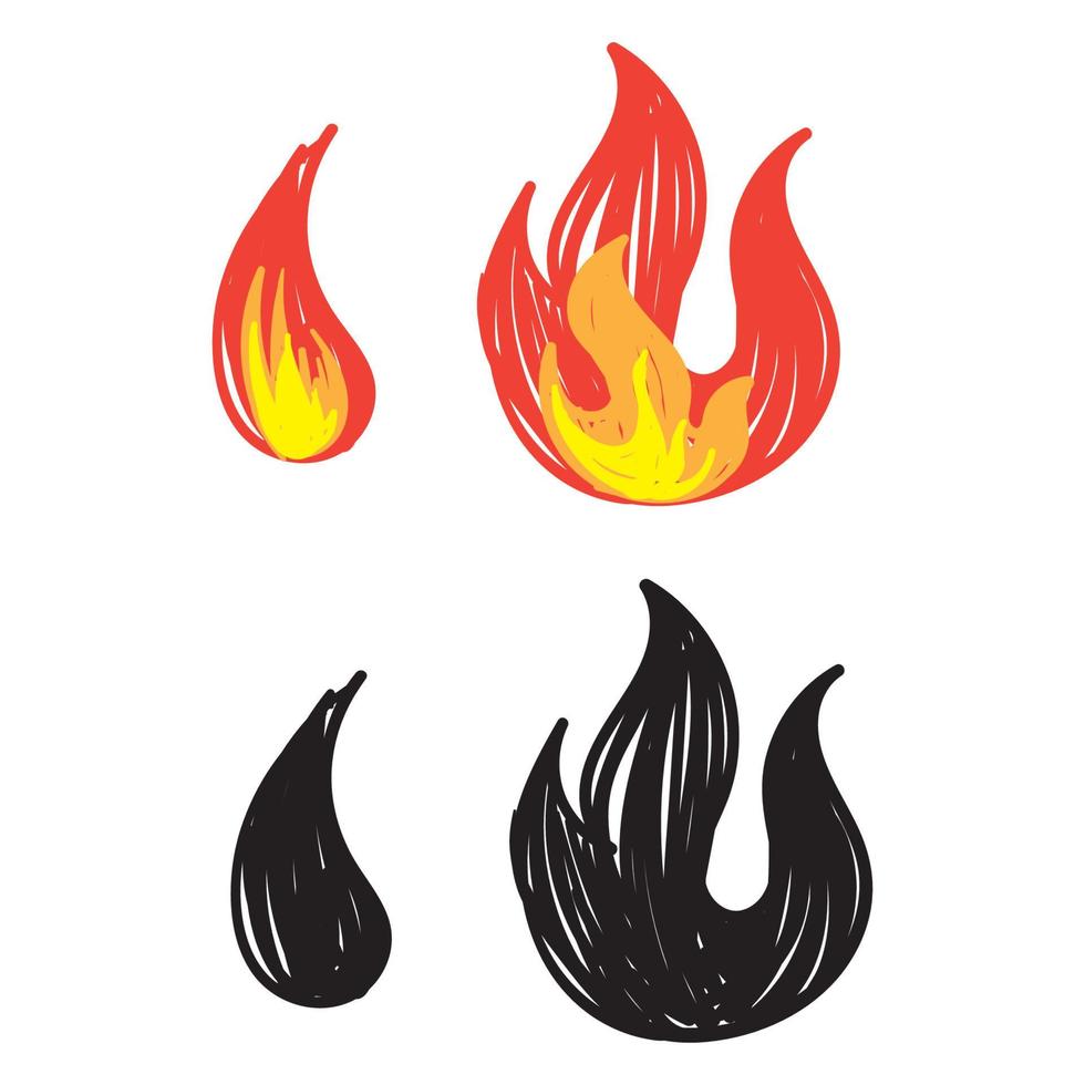 vecteur doodle illustration icône flamme dessiné à la main