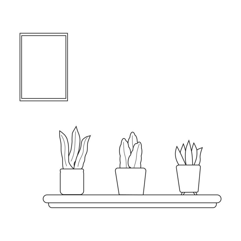 croquis d'une plante dans un pot de fleurs pour livre de coloriage vecteur