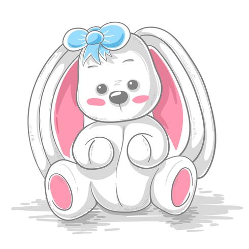 Lapin en peluche mignon - illustration de dessin animé. vecteur