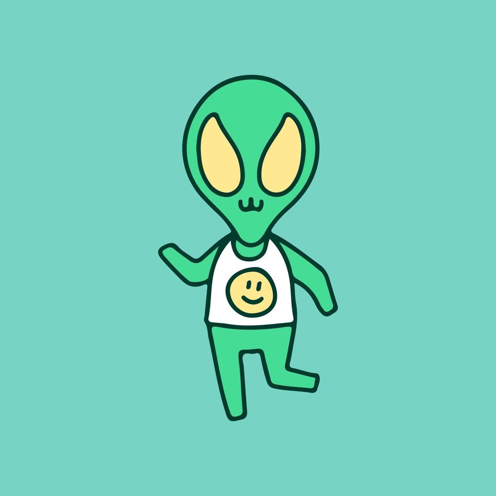 Alien dansant drôle portant une illustration de sous-vêtements. graphiques vectoriels pour les imprimés de t-shirts et autres utilisations. vecteur