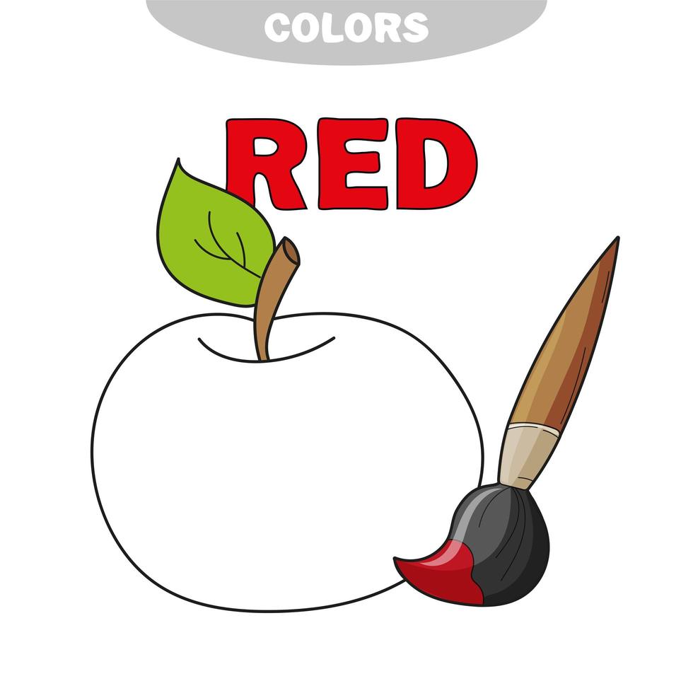 pomme de vecteur sur fond blanc. apprendre la couleur rouge