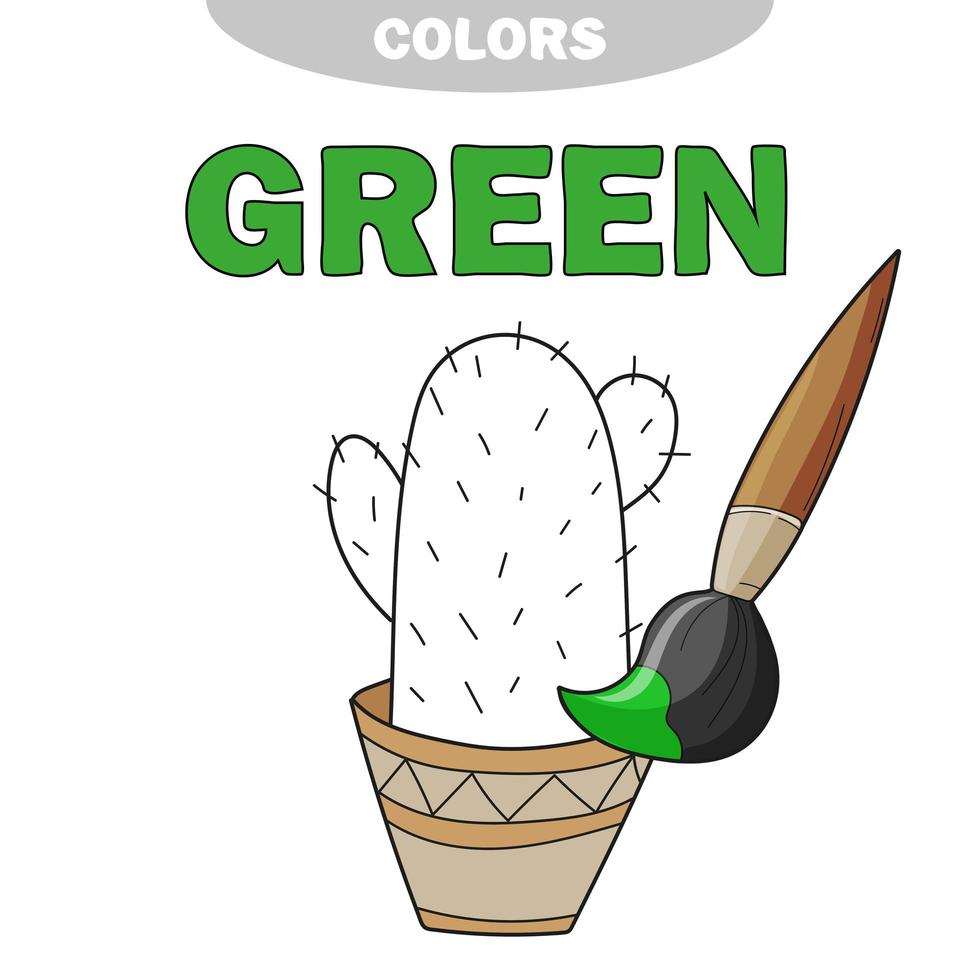 vert. apprendre la couleur. illustration des couleurs primaires. cactus de vecteur