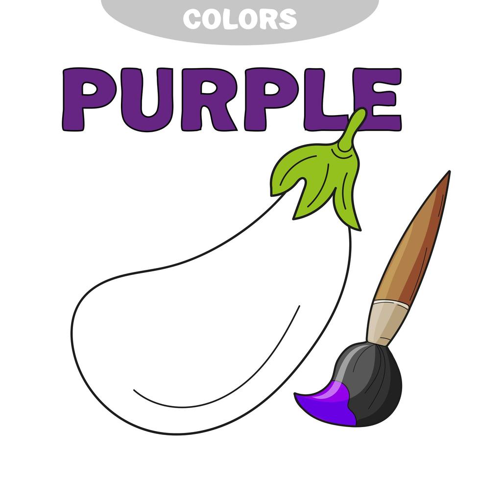 page de livre de coloriage pour enfants avec aubergine, croquis. l'éducation préscolaire. vecteur