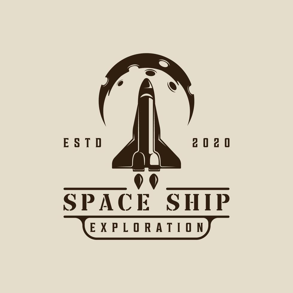 fusée espace logo ancien illustration modèle icône graphique conception . aérospatial signe et symbole pour astronomie concept avec rétro style vecteur