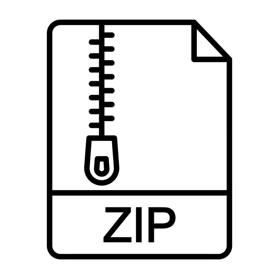 icône de ligne de fichier zip vecteur