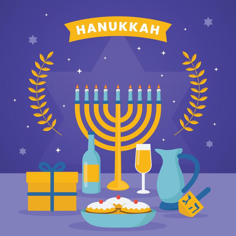 concept de hanukkah heureux plat vecteur