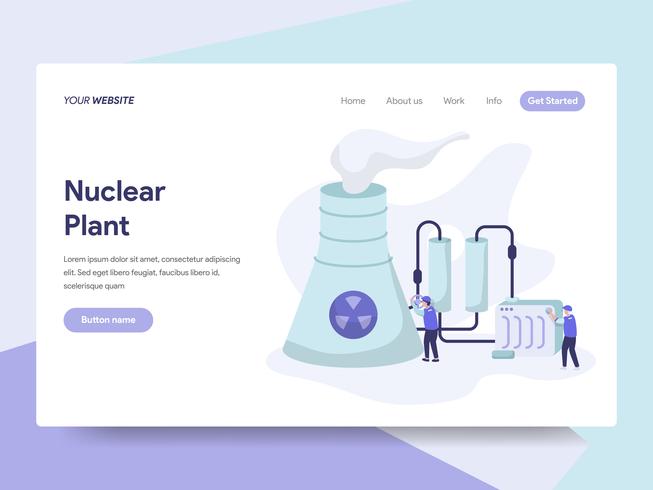 Modèle de page d&#39;atterrissage du concept d&#39;illustration de centrale nucléaire. Concept de design plat isométrique de la conception de pages Web pour site Web et site Web mobile. Illustration vectorielle vecteur
