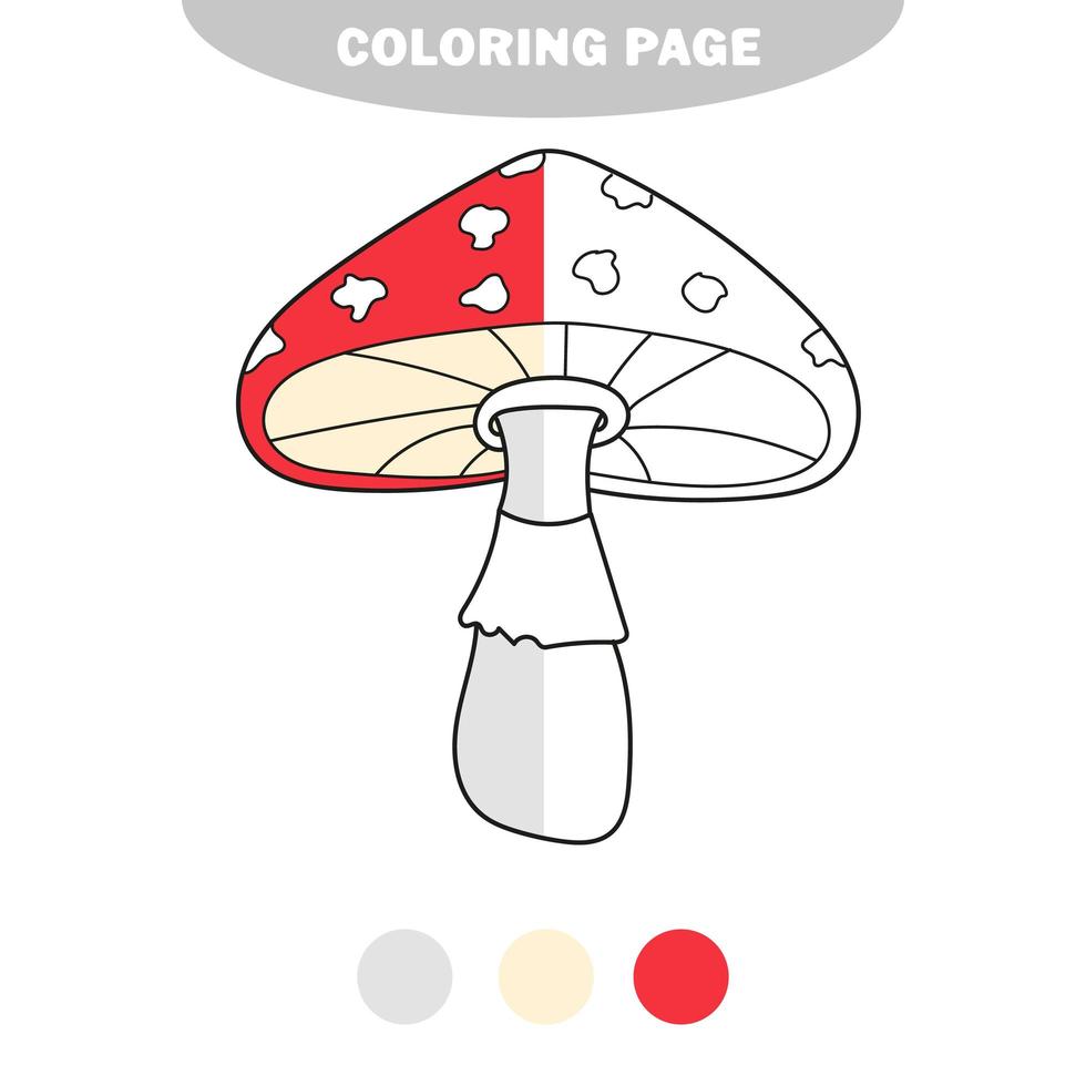 coloriage simple. modèle de page de livre de coloriage avec champignon amanite vecteur