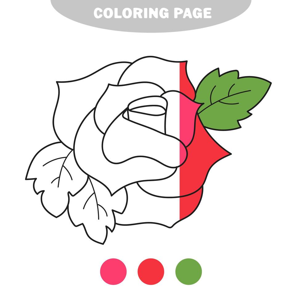 coloriage simple. illustration dessinée à la main en noir et blanc de roses. vecteur