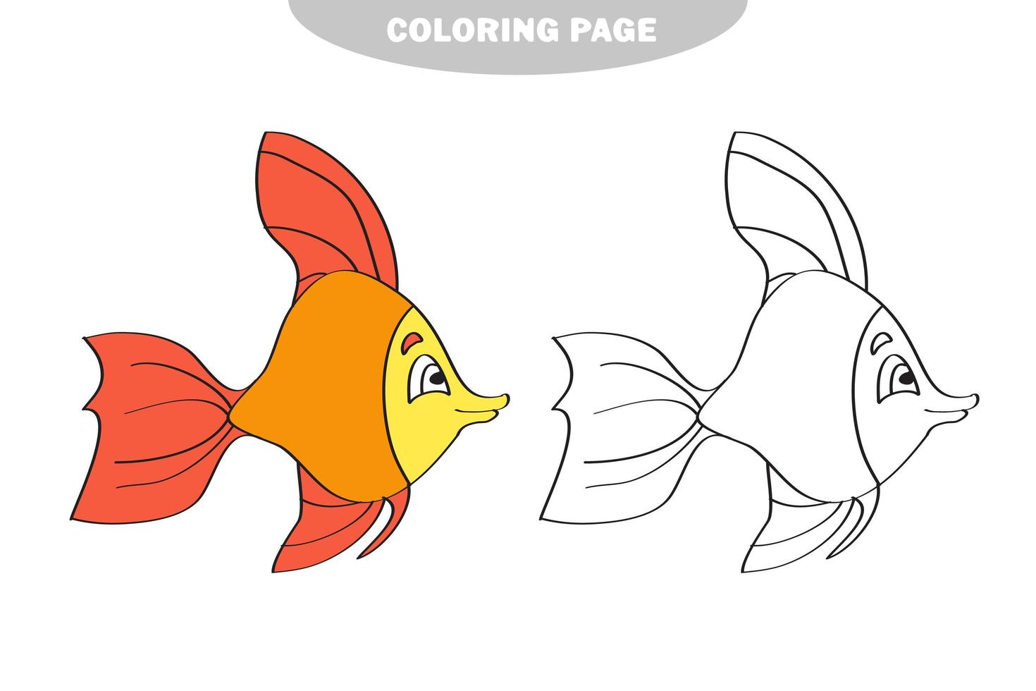 coloriage simple. feuille de dessin pour enfants d'âge préscolaire - poisson vecteur