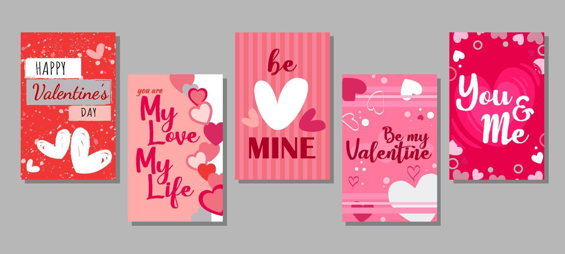 collection de cartes joyeuse saint valentin vecteur