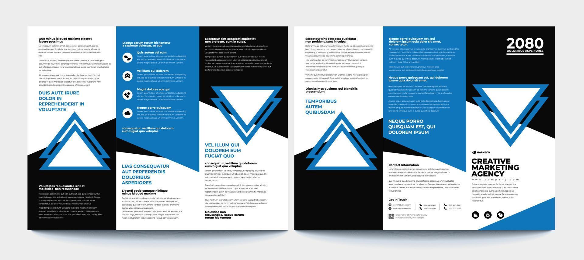 conception de brochure, modèle de brochure, trois volets créatifs, brochure tendance vecteur