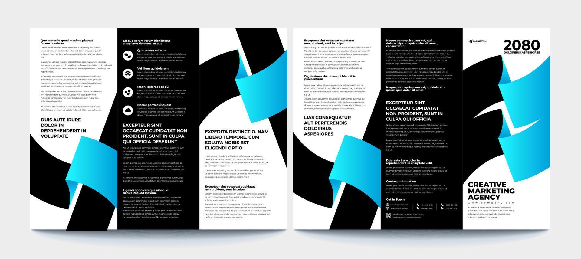 conception de brochure, modèle de brochure, trois volets créatifs, brochure tendance vecteur