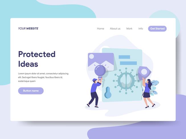 Modèle de page d&#39;atterrissage de Protected Ideas Illustration Concept. Concept de design plat isométrique de la conception de pages Web pour site Web et site Web mobile. Illustration vectorielle vecteur