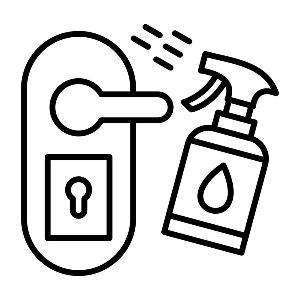 icône de ligne de poignée de porte de nettoyage vecteur
