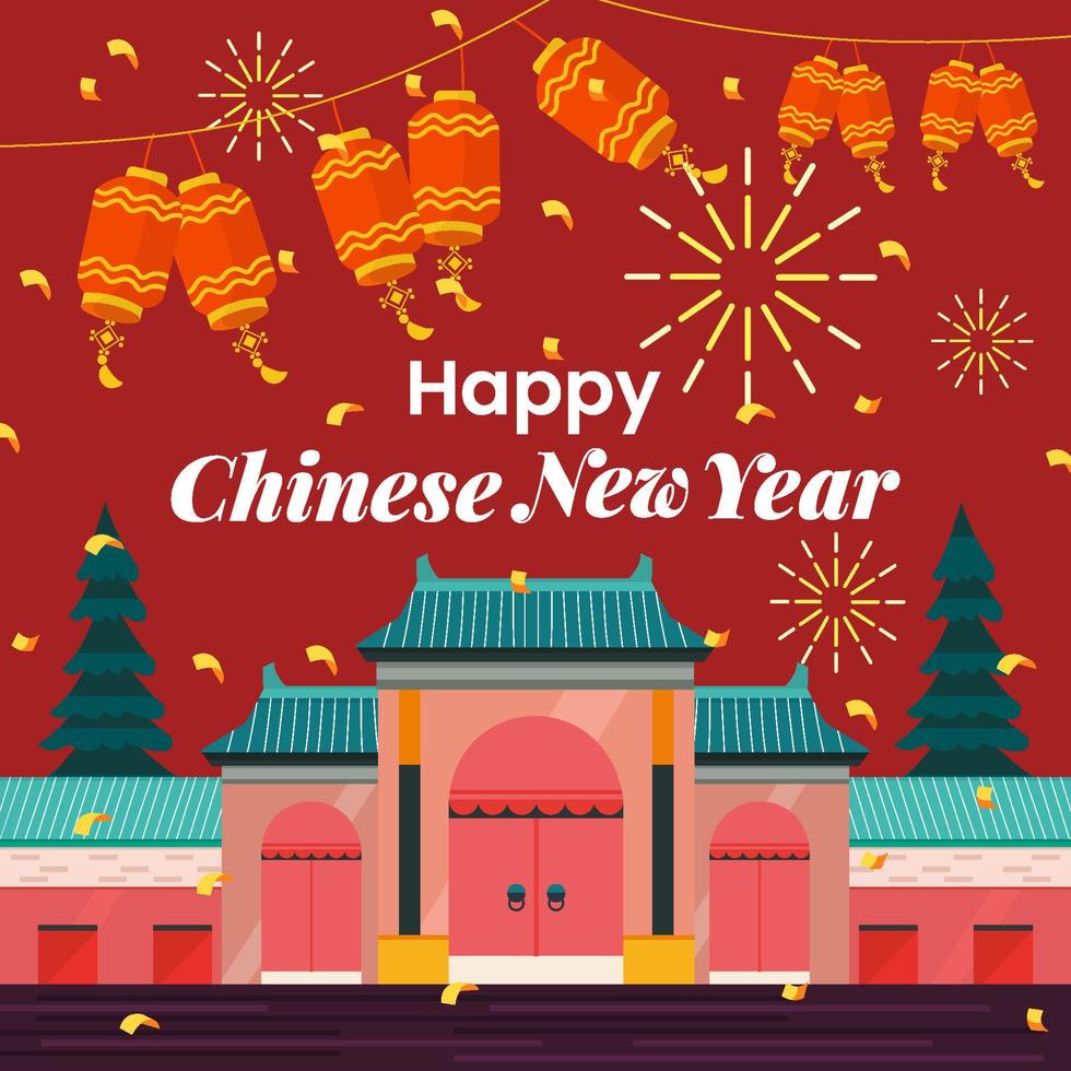 concept de célébration de la lanterne du nouvel an chinois vecteur