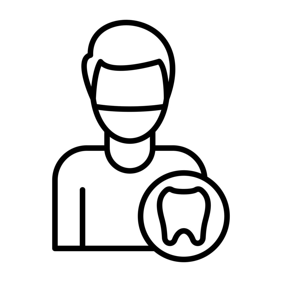 icône de ligne dentiste mâle vecteur