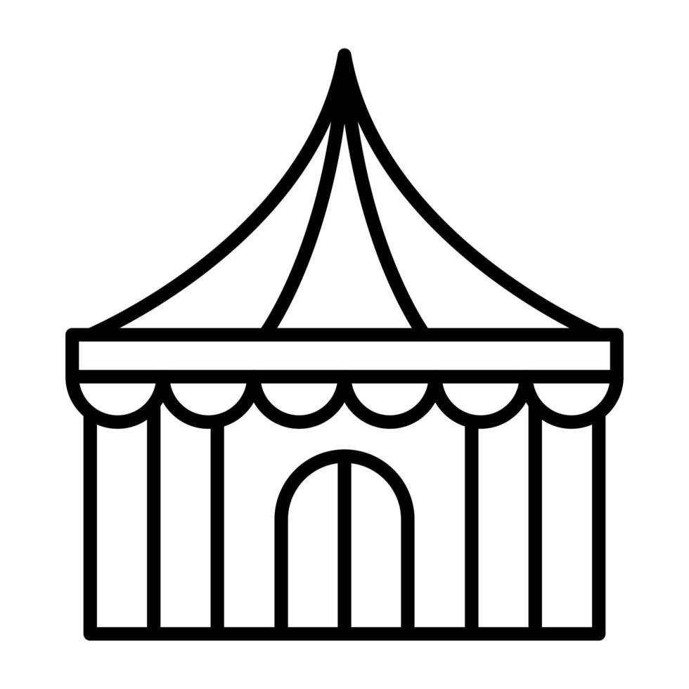 icône de ligne de chapiteau de cirque vecteur