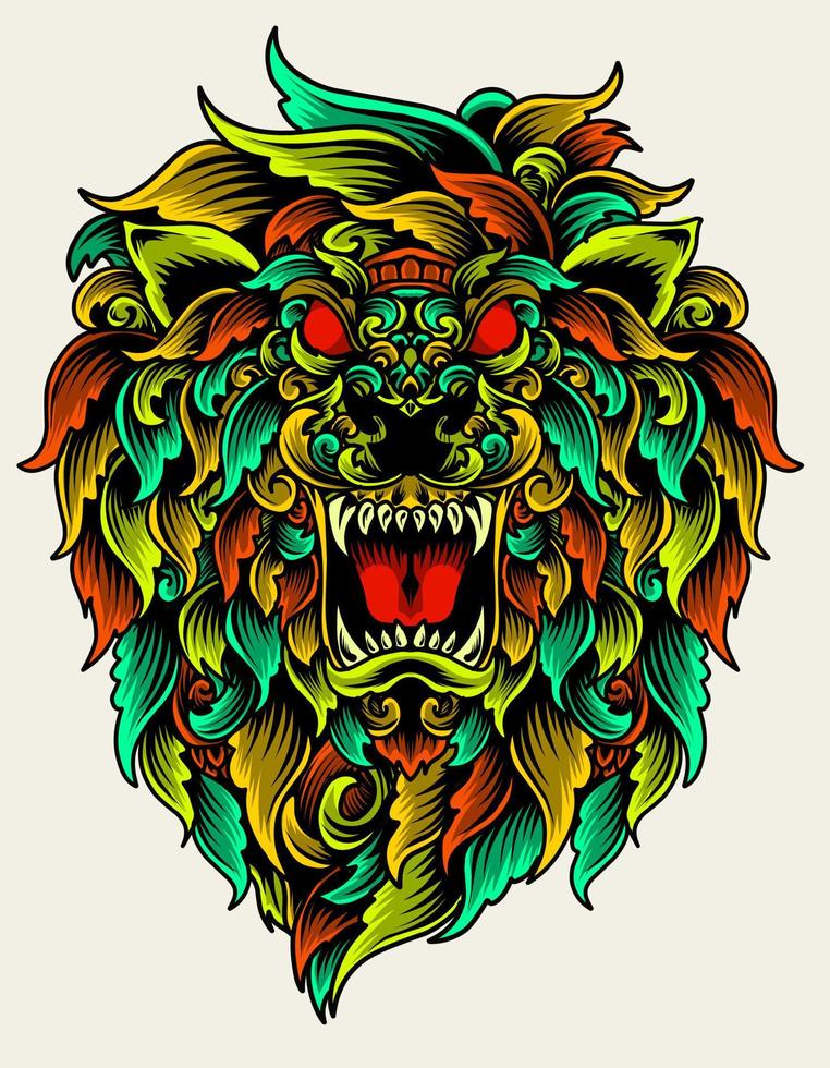 illustration vectorielle tête de lion style ornement antique vecteur