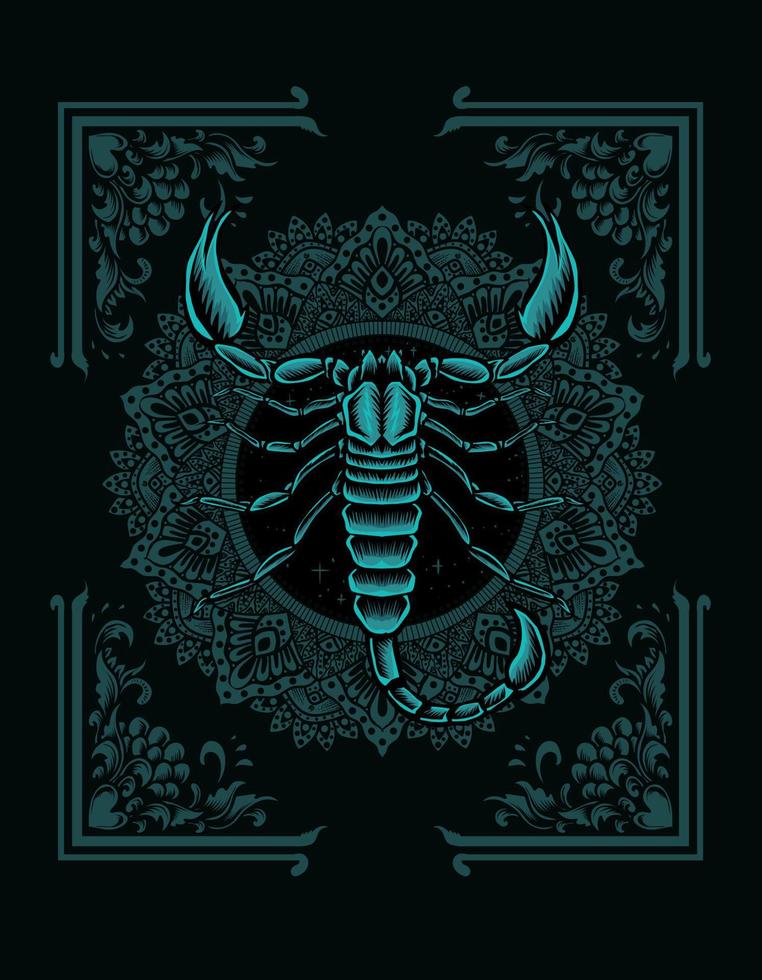 scorpion de vecteur d'illustration avec l'ornement de mandala