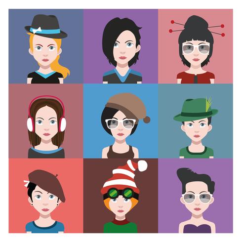 Ensemble d&#39;avatars colorés de personnages vecteur