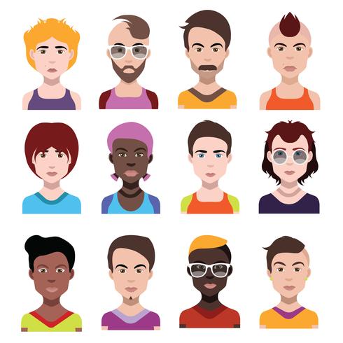 Ensemble d&#39;avatars colorés de personnages vecteur