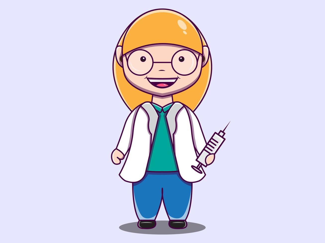 illustration de dessin animé mignon docteur personnage vecteur