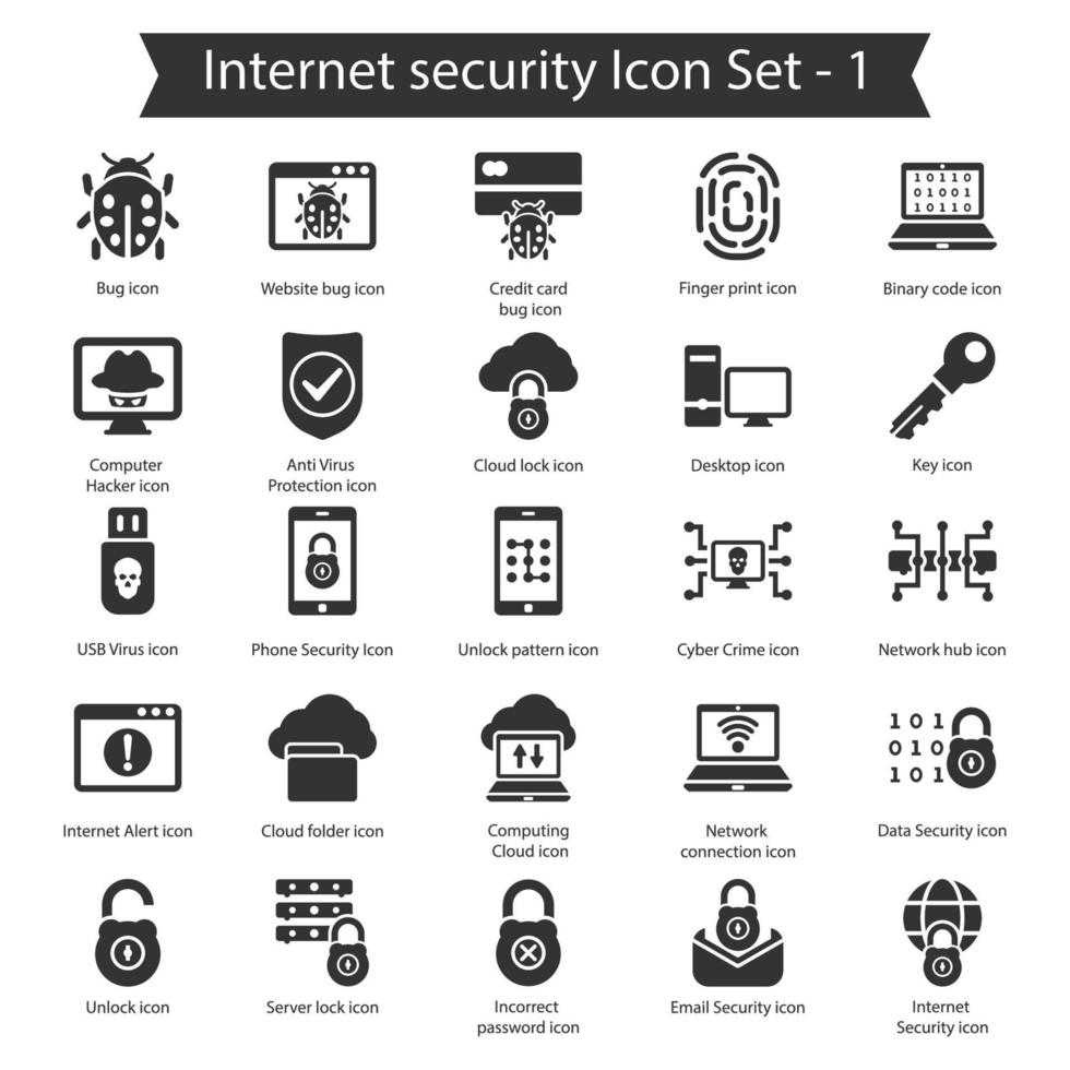 pack d'icônes de sécurité internet vecteur