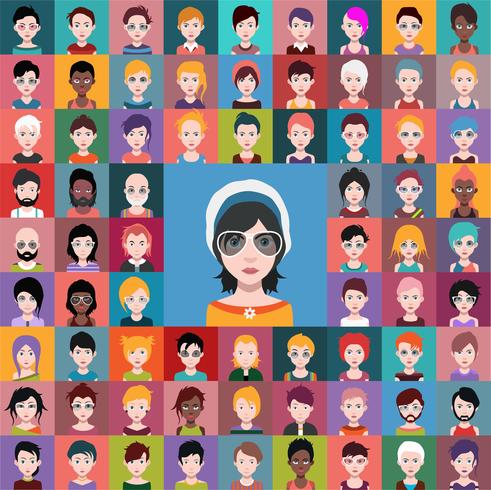 Ensemble d&#39;avatars colorés de personnages vecteur