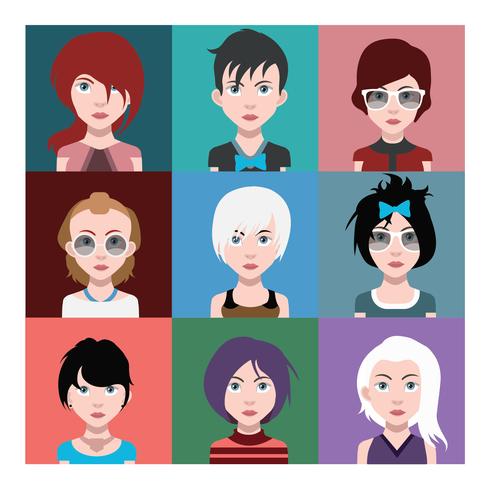 Ensemble d&#39;avatars colorés de personnages vecteur