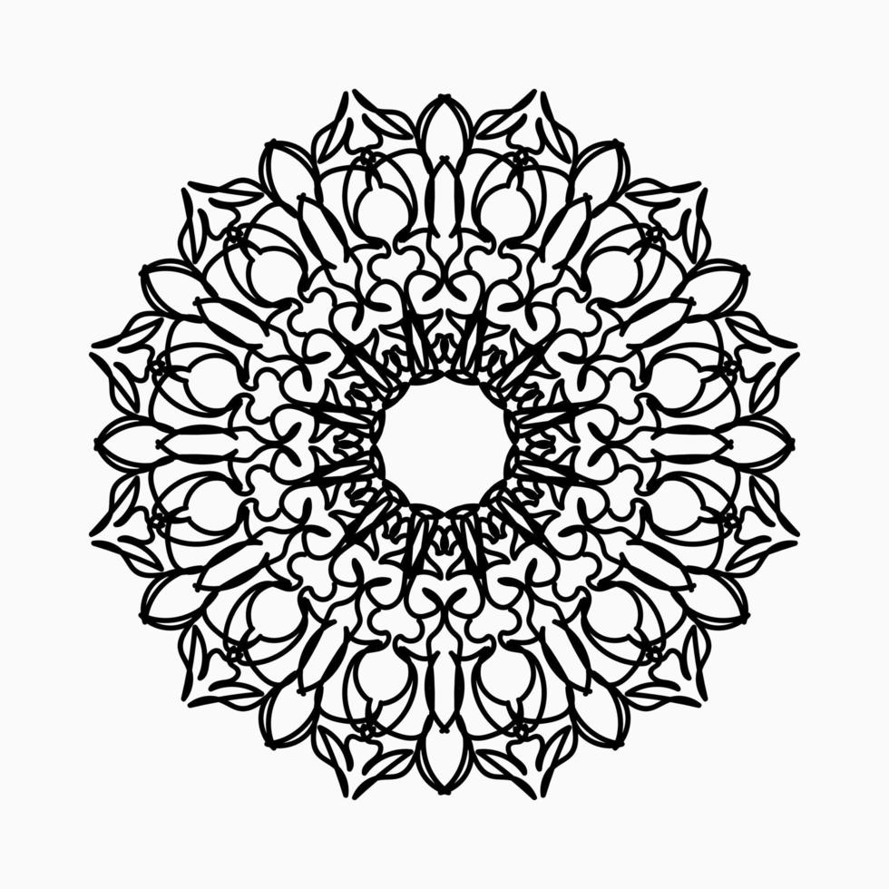 motif circulaire en forme de mandala avec fleur pour la décoration de tatouage mandala au henné. vecteur