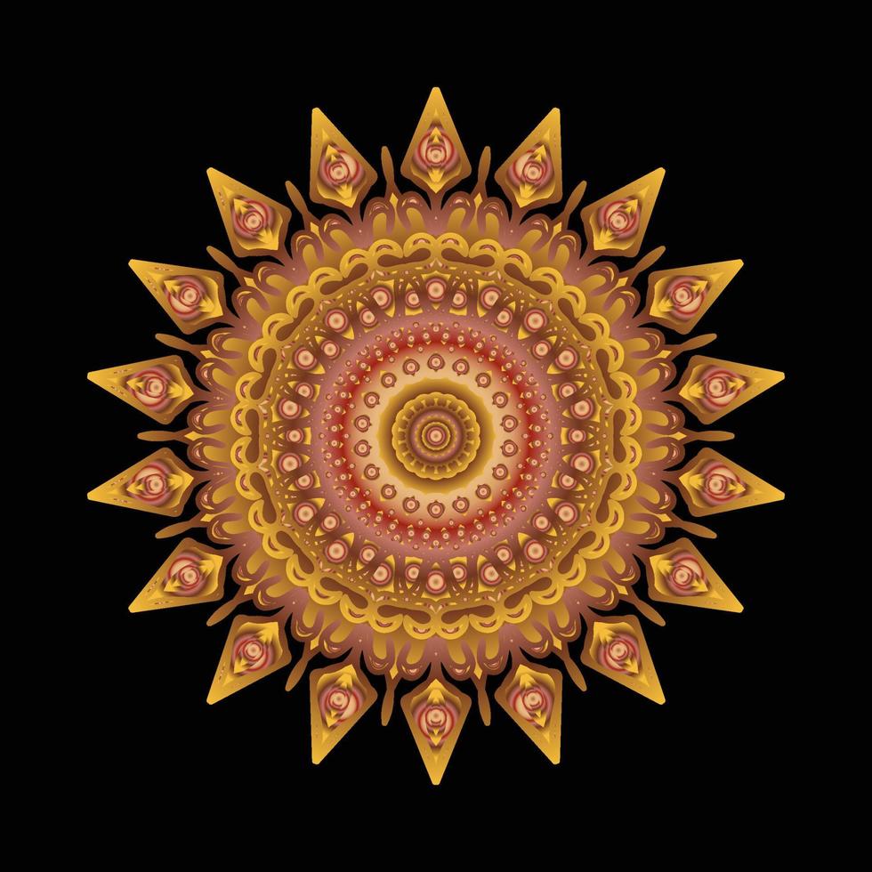 motif circulaire en forme de mandala avec fleur pour la décoration de tatouage mandala au henné. vecteur