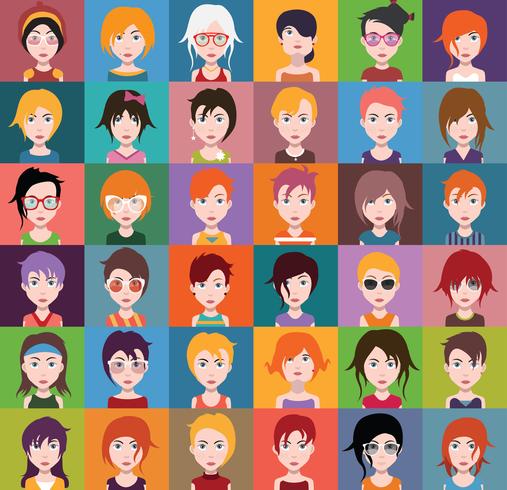 Ensemble d&#39;avatars colorés de personnages vecteur