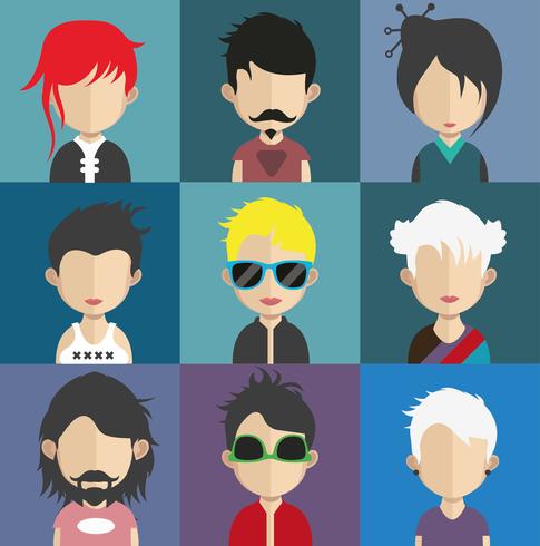 Ensemble d&#39;avatars colorés de personnages vecteur