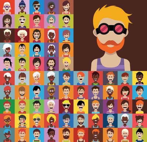 Collection d&#39;avatars de divers personnages masculins et féminins vecteur