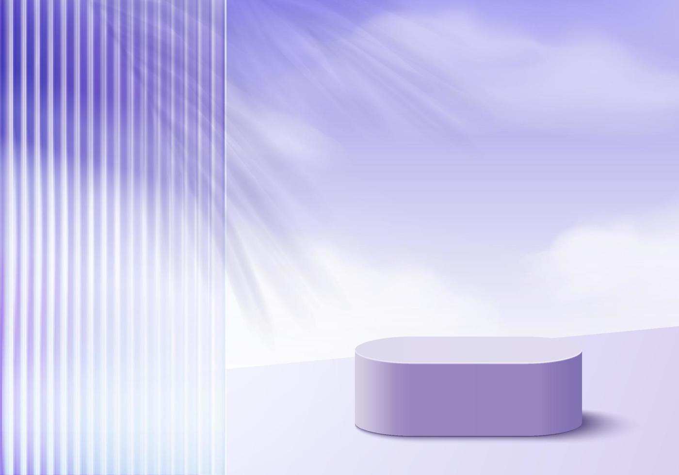 Les produits d'arrière-plan 3D affichent une scène de podium avec une plate-forme violette. vecteur de fond rendu 3d avec podium. stand pour montrer des produits cosmétiques. vitrine de scène sur piédestal affichage studio violet