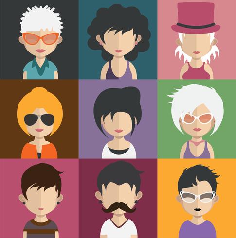 Ensemble d&#39;avatars colorés de personnages vecteur