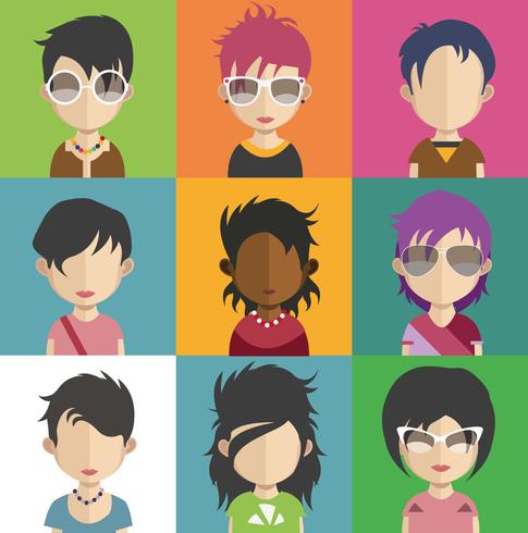 Ensemble d&#39;avatars colorés de personnages vecteur