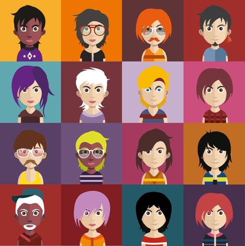 Ensemble d&#39;avatars colorés de personnages vecteur