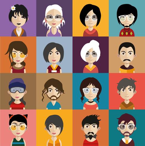 Ensemble d&#39;avatars colorés de personnages vecteur