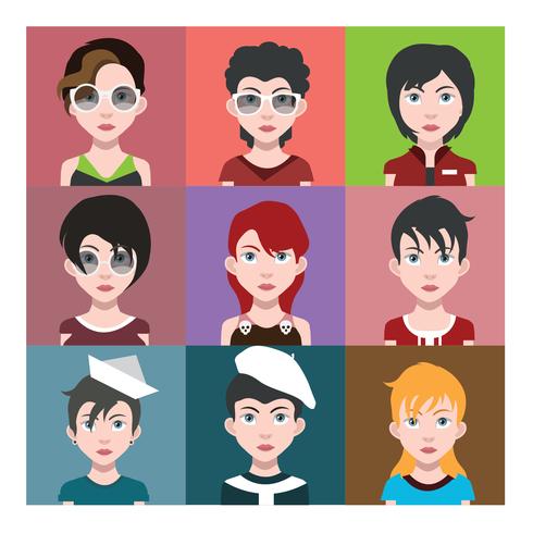 Ensemble d&#39;avatars colorés de personnages vecteur