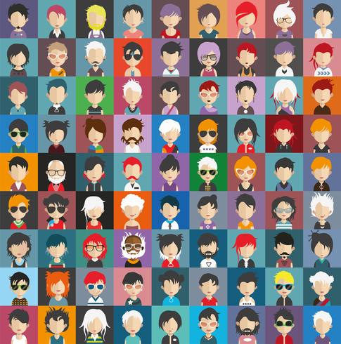 Ensemble d&#39;avatars colorés de personnages vecteur