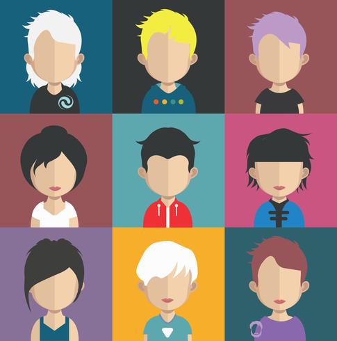 Ensemble d&#39;avatars colorés de personnages vecteur