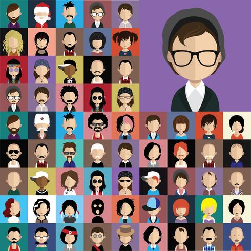 Collection d&#39;avatars de divers personnages masculins et féminins vecteur