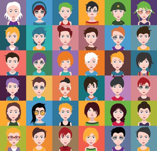 Ensemble d&#39;avatars colorés de personnages vecteur