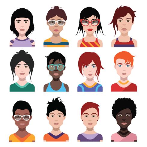 Ensemble d&#39;avatars colorés de personnages vecteur